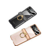 Galaxy Z Flip 4 Kılıf Zore Kıpta Yüzüklü Lens Korumalı Kapak Gold