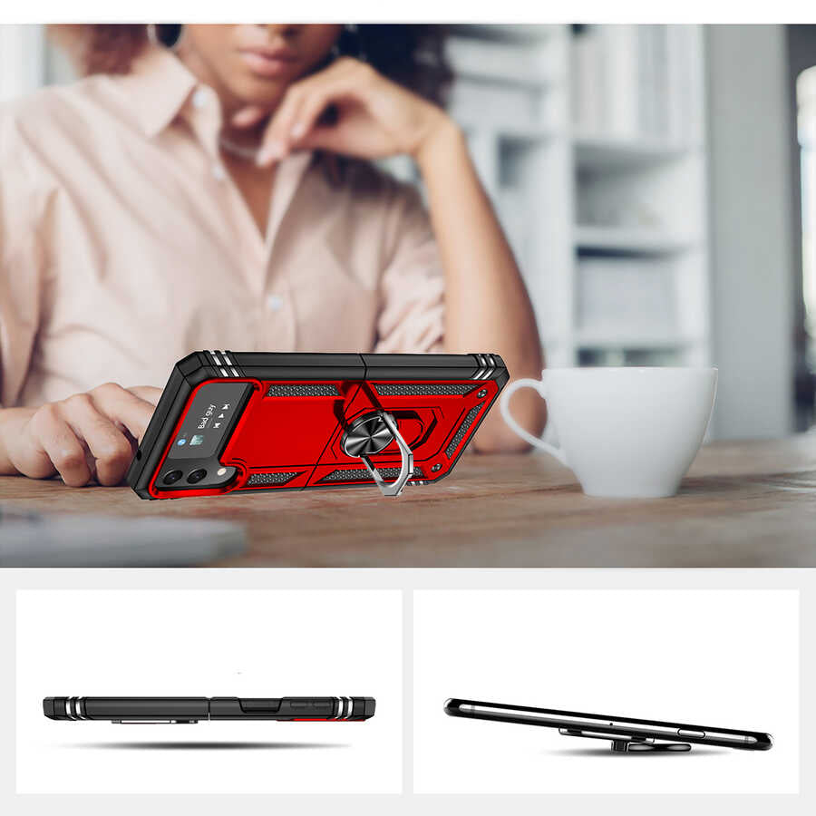 Galaxy Z Flip 4 Kılıf Zore Vega Kapak Kırmızı