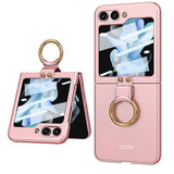 Galaxy Z Flip 5 Kılıf Zore Kıpta Yüzüklü Flip Sert Kapak Koyu Yeşil