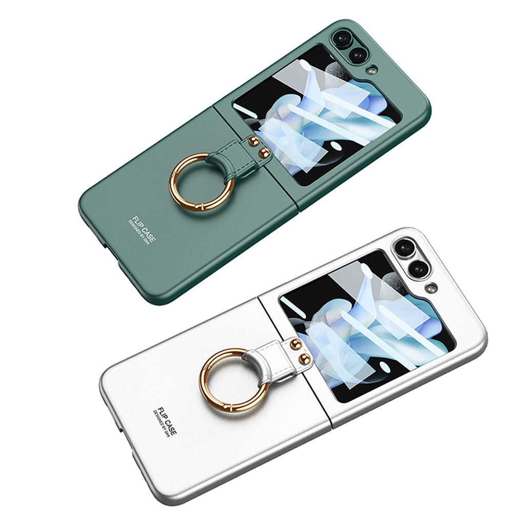Galaxy Z Flip 5 Kılıf Zore Kıpta Yüzüklü Flip Sert Kapak Gri