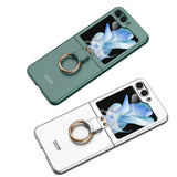 Galaxy Z Flip 5 Kılıf Zore Kıpta Yüzüklü Flip Sert Kapak Gri