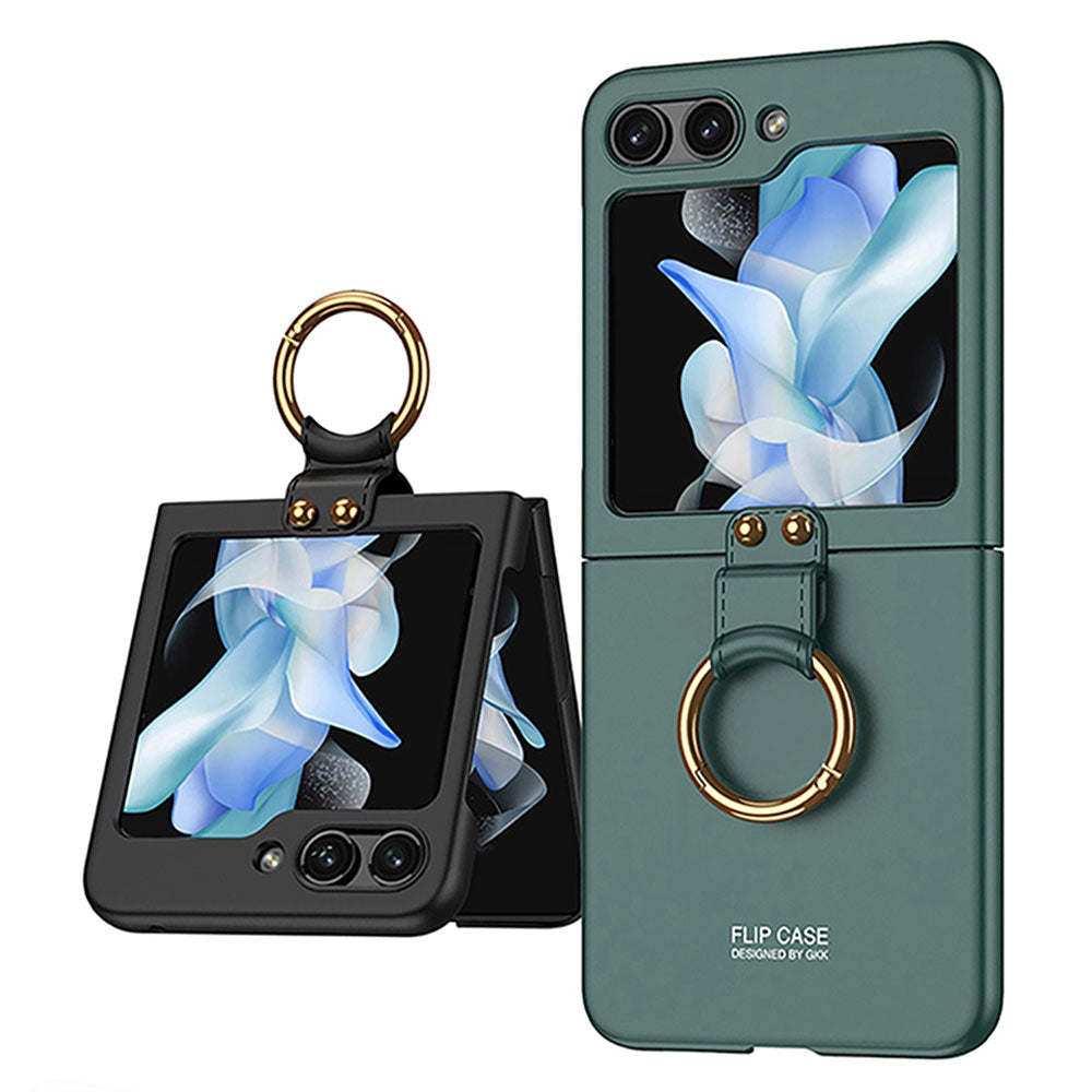 Galaxy Z Flip 5 Kılıf Zore Kıpta Yüzüklü Flip Sert Kapak Koyu Yeşil