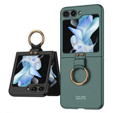 Galaxy Z Flip 5 Kılıf Zore Kıpta Yüzüklü Flip Sert Kapak Koyu Yeşil