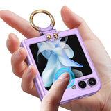 Galaxy Z Flip 5 Kılıf Zore Kıpta Yüzüklü Flip Sert Kapak Gri