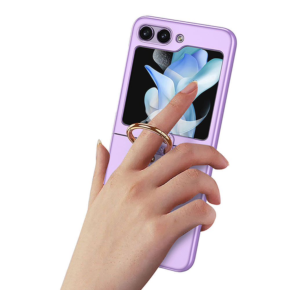 Galaxy Z Flip 5 Kılıf Zore Kıpta Yüzüklü Flip Sert Kapak Koyu Yeşil