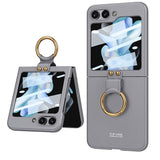 Galaxy Z Flip 5 Kılıf Zore Kıpta Yüzüklü Flip Sert Kapak Gri