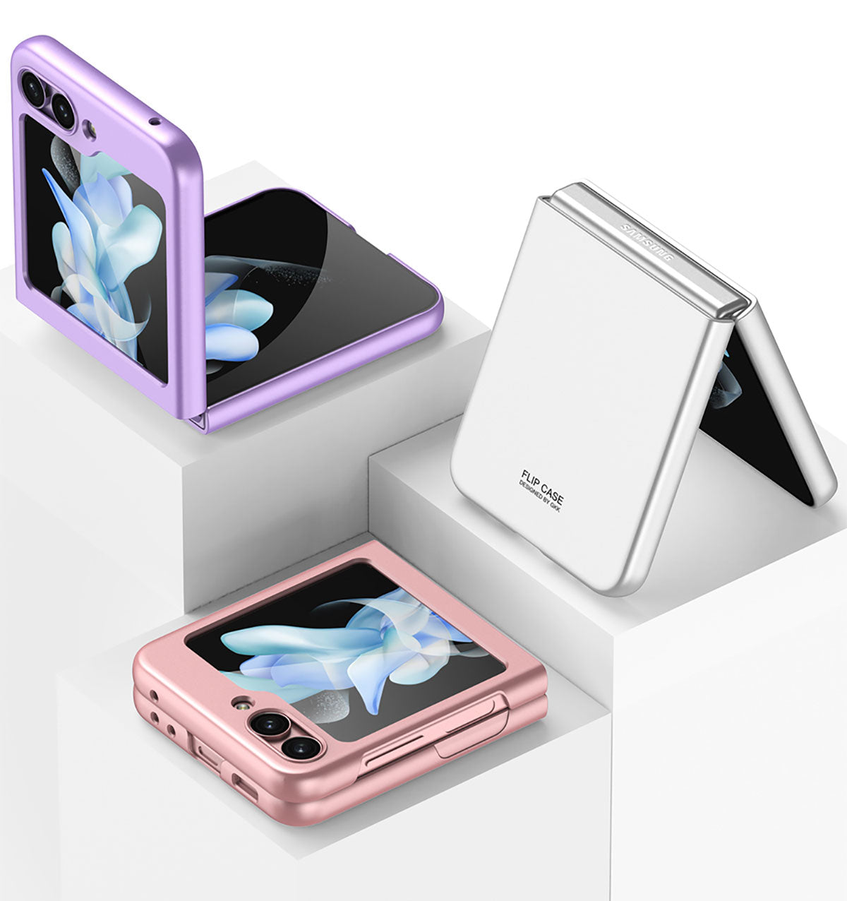 Galaxy Z Flip 5 Kılıf Zore Sert Kıpta Kapak Pembe