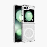 Galaxy Z Flip 6 Kılıf M-safe Şarj Özellikli Parlayan Simli Saydam Renkli Zore Allstar Kapak Mor