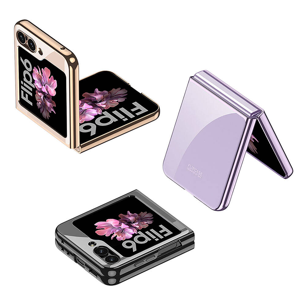 Galaxy Z Flip 6 Kılıf Zore Full Camlı Kıpta Kapak Gold