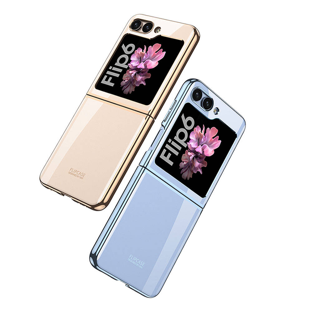 Galaxy Z Flip 6 Kılıf Zore Full Camlı Kıpta Kapak Mor