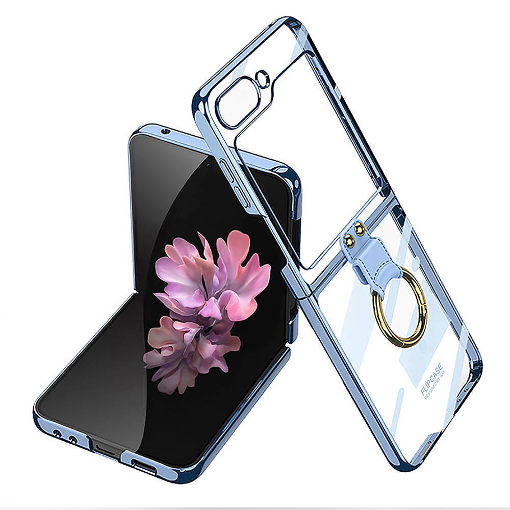 Galaxy Z Flip 6 Kılıf Zore Yüzüklü Kıpta Kapak Mavi