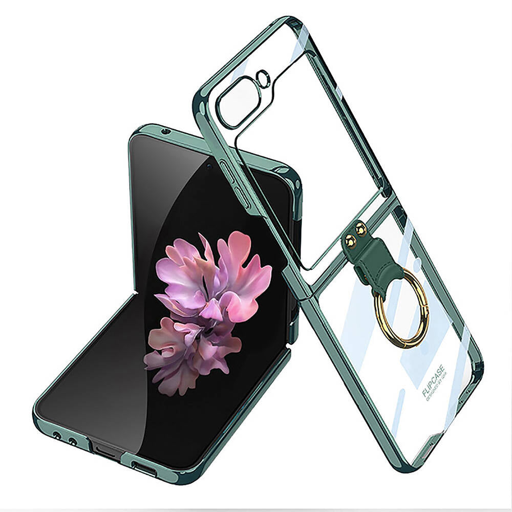 Galaxy Z Flip 6 Kılıf Zore Yüzüklü Kıpta Kapak Şeffaf