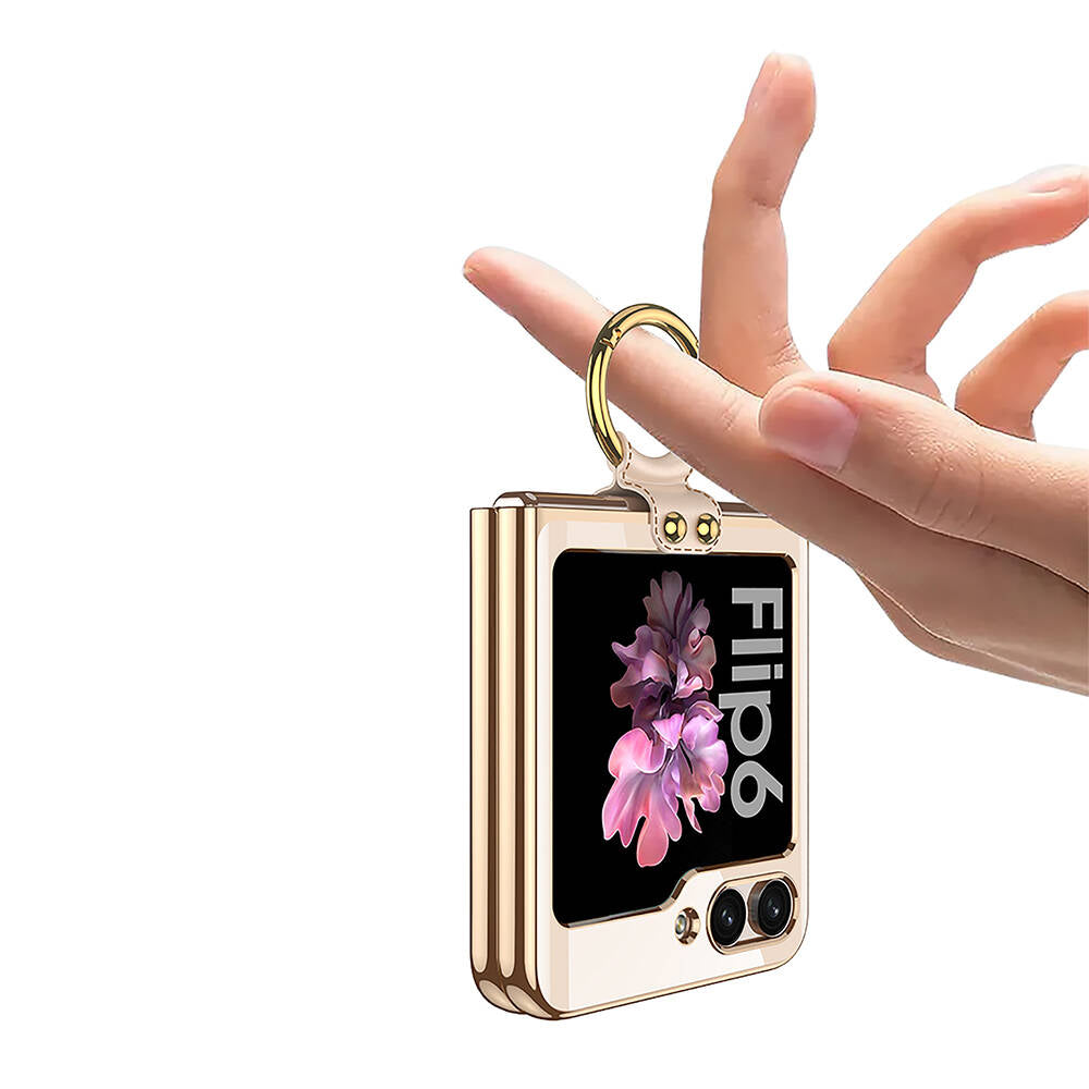 Galaxy Z Flip 6 Kılıf Zore Yüzüklü Kıpta Kapak Şeffaf