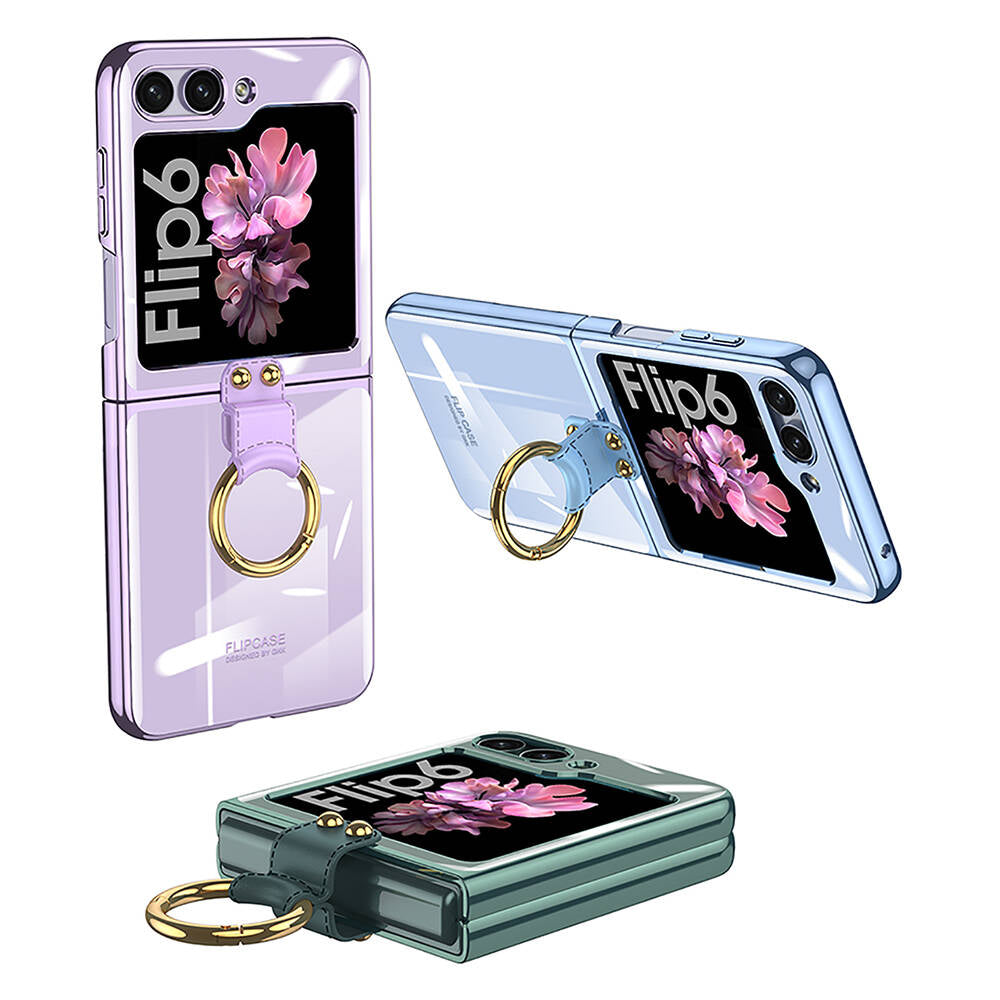 Galaxy Z Flip 6 Kılıf Zore Yüzüklü Kıpta Kapak Koyu Yeşil