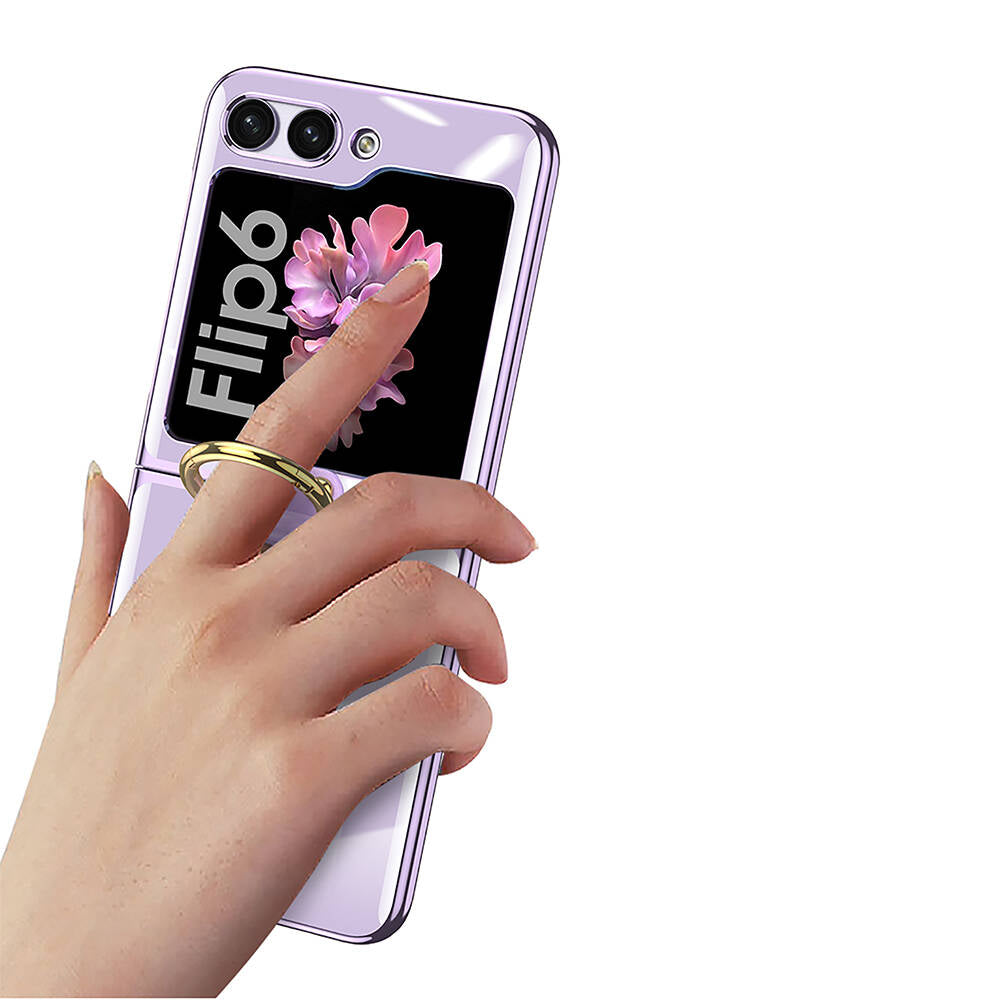 Galaxy Z Flip 6 Kılıf Zore Yüzüklü Kıpta Kapak Mavi