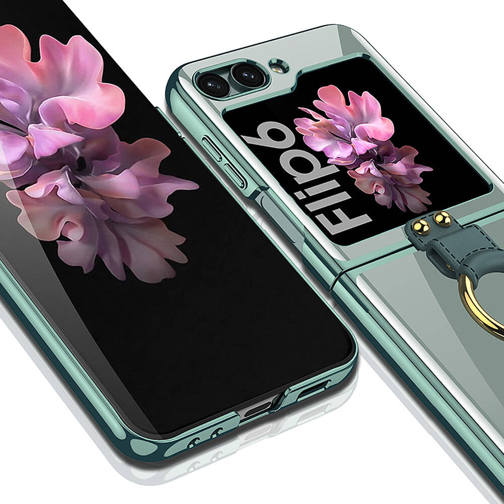 Galaxy Z Flip 6 Kılıf Zore Yüzüklü Kıpta Kapak Şeffaf