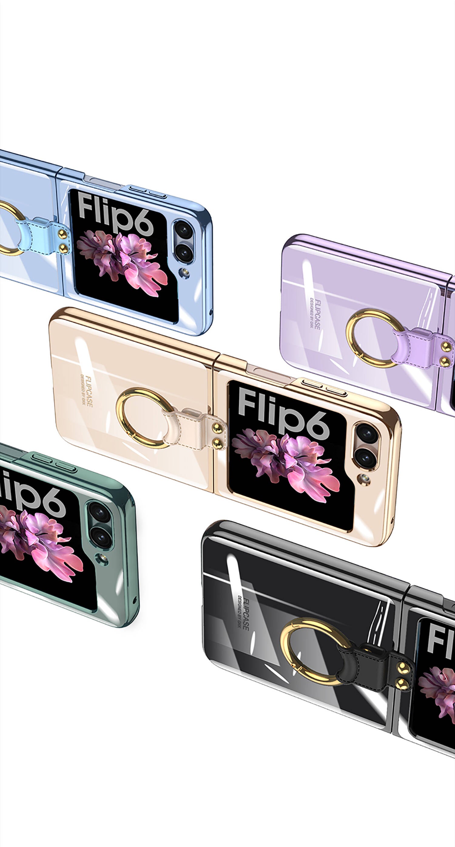 Galaxy Z Flip 6 Kılıf Zore Yüzüklü Kıpta Kapak Şeffaf
