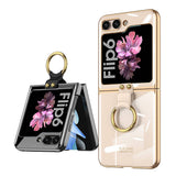 Galaxy Z Flip 6 Kılıf Zore Yüzüklü Kıpta Kapak Şeffaf