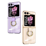 Galaxy Z Flip 6 Kılıf Zore Yüzüklü Kıpta Kapak Koyu Yeşil