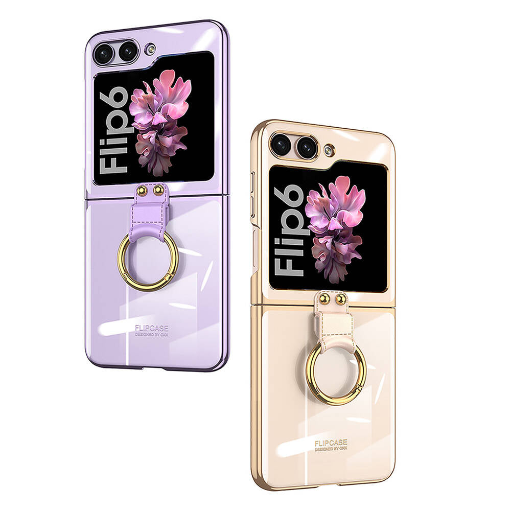 Galaxy Z Flip 6 Kılıf Zore Yüzüklü Kıpta Kapak Şeffaf
