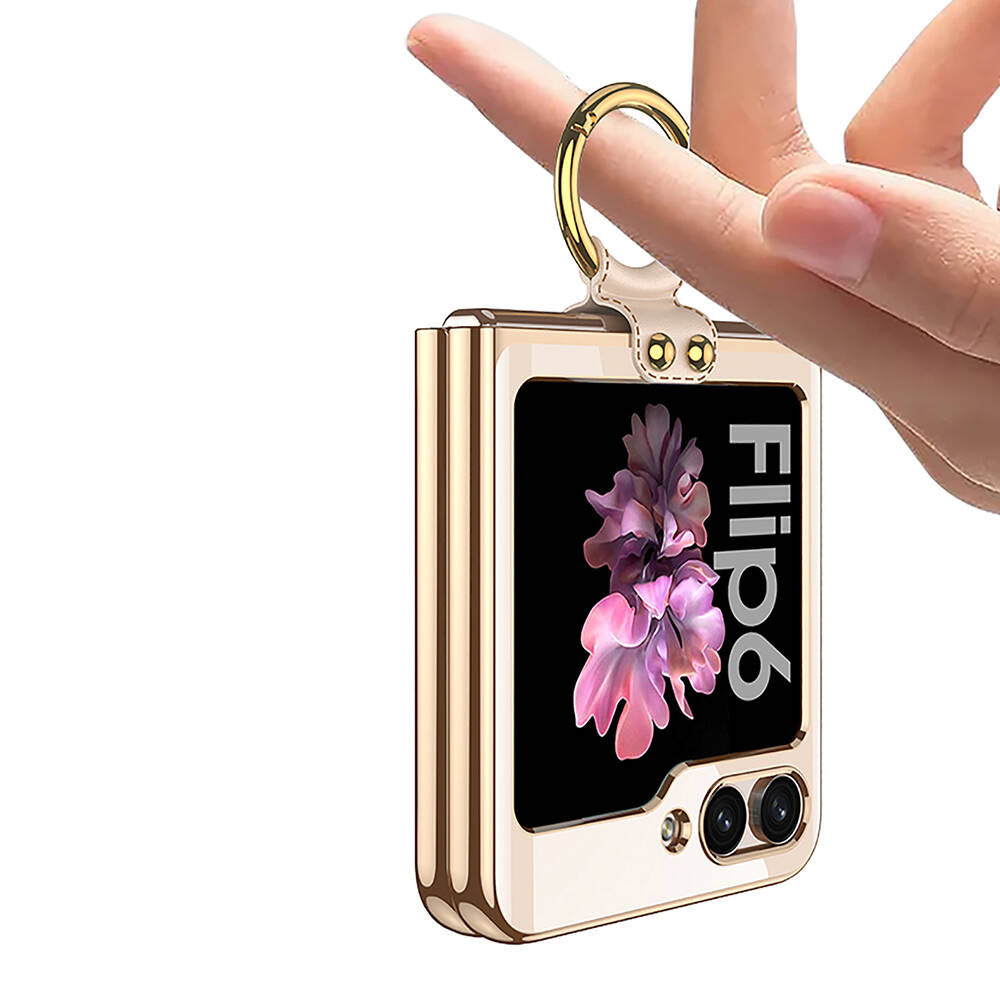 Galaxy Z Flip 6 Kılıf Zore Yüzüklü Kıpta Kapak Şeffaf
