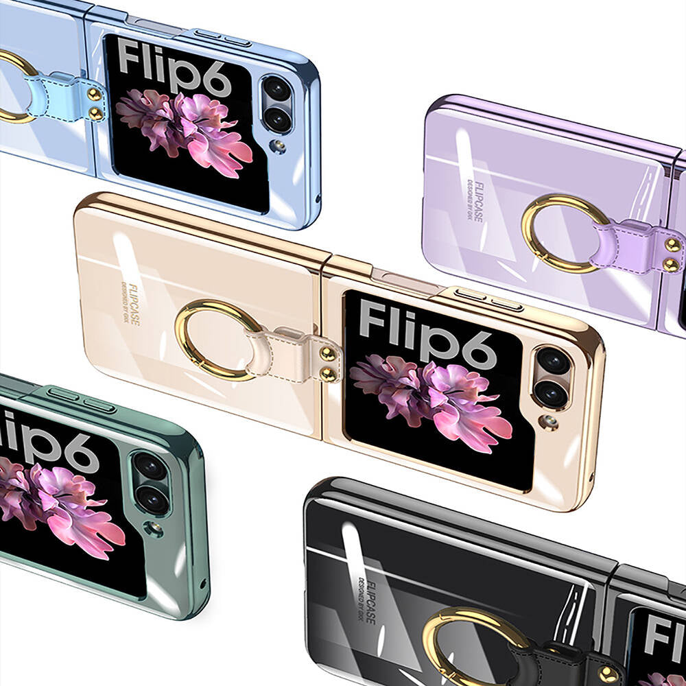 Galaxy Z Flip 6 Kılıf Zore Yüzüklü Kıpta Kapak Mavi