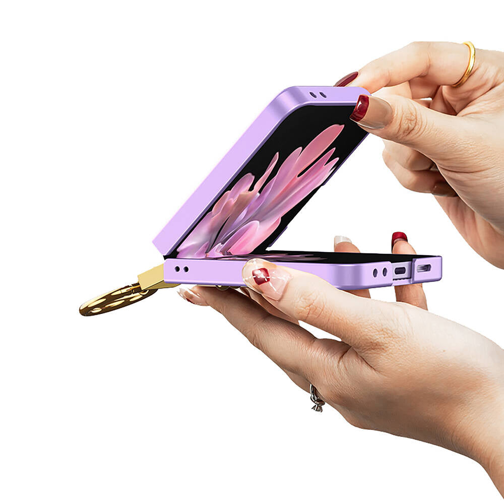 Galaxy Z Flip 6 Kılıf Zore Z Harfli Yüzüklü Kıpta Kapak Titanyum-Gri