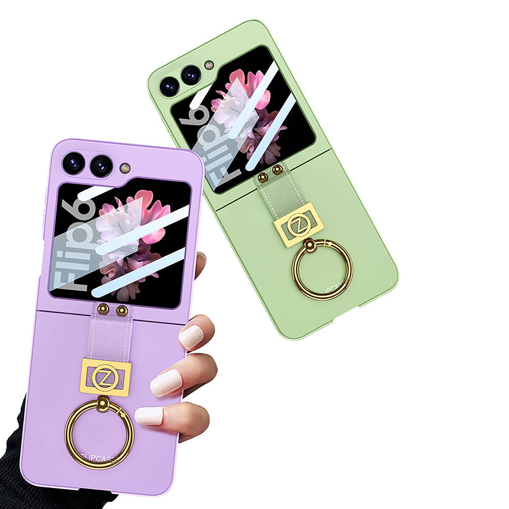Galaxy Z Flip 6 Kılıf Zore Z Harfli Yüzüklü Kıpta Kapak Yeşil