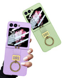 Galaxy Z Flip 6 Kılıf Zore Z Harfli Yüzüklü Kıpta Kapak Yeşil