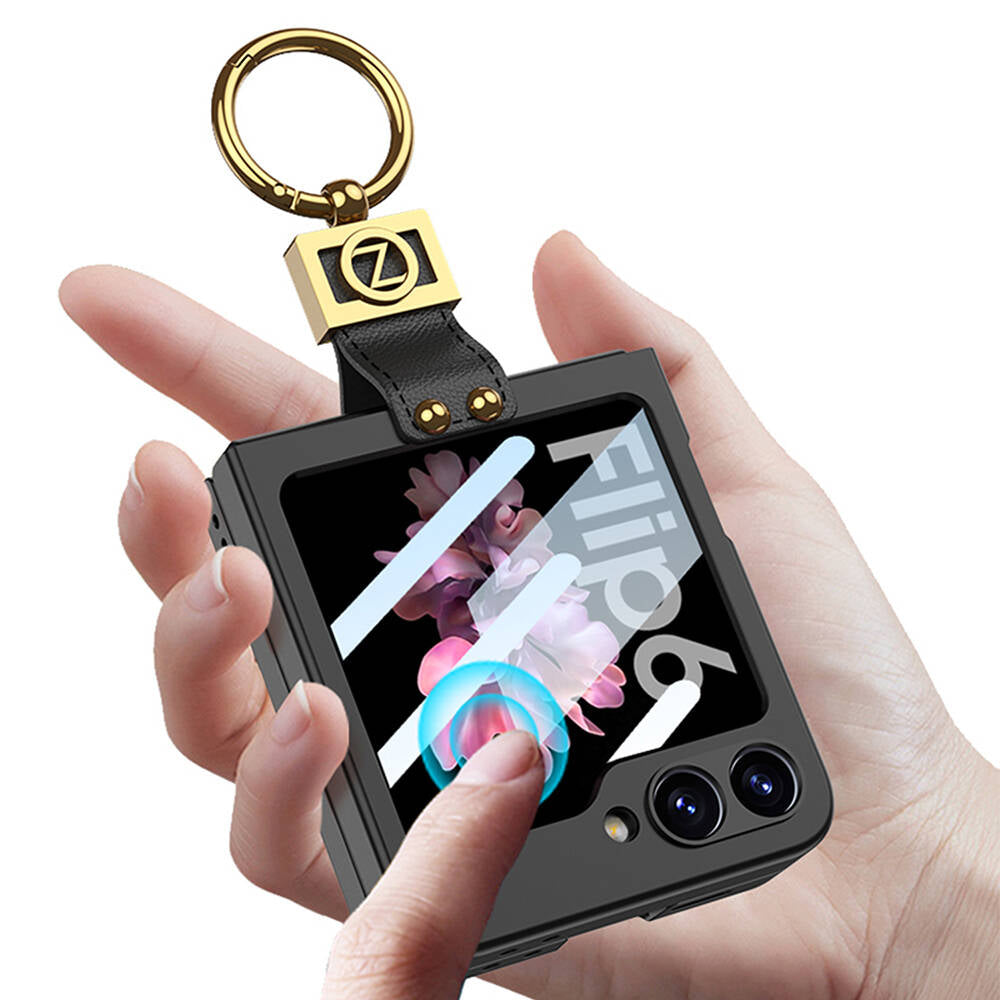 Galaxy Z Flip 6 Kılıf Zore Z Harfli Yüzüklü Kıpta Kapak Titanyum-Gri