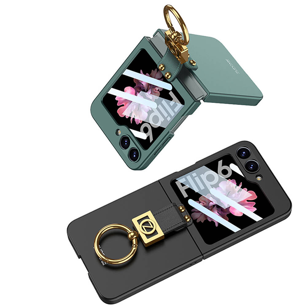 Galaxy Z Flip 6 Kılıf Zore Z Harfli Yüzüklü Kıpta Kapak Titanyum-Gri