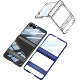 Galaxy Z Flip 7 Kılıf Kamera Korumalı Şeffaf Tasarımlı Zore Lego Standlı Kapak Gümüş