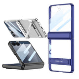 Galaxy Z Flip 7 Kılıf Kamera Korumalı Şeffaf Tasarımlı Zore Lego Standlı Kapak Gümüş