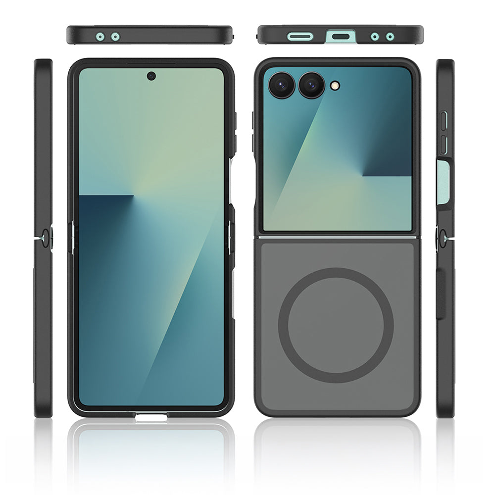 Galaxy Z Flip 7 Kılıf M-Safe Şarj Özellikli Kamera Korumalı Zore Lunex Kapak Siyah