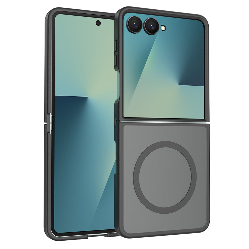 Galaxy Z Flip 7 Kılıf M-Safe Şarj Özellikli Kamera Korumalı Zore Lunex Kapak Siyah