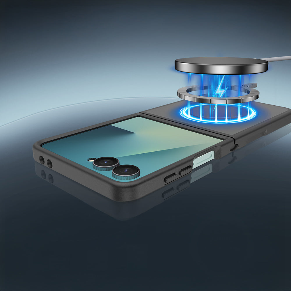 Galaxy Z Flip 7 Kılıf M-Safe Şarj Özellikli Kamera Korumalı Zore Lunex Kapak Siyah
