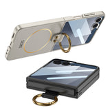 Galaxy Z Flip 7 Kılıf M-safe Şarj Özellikli Zore Kıpta Yüzüklü Flip Sert Kapak Titanyum-Gri