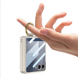 Galaxy Z Flip 7 Kılıf M-safe Şarj Özellikli Zore Kıpta Yüzüklü Flip Sert Kapak Titanyum-Gri