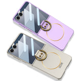 Galaxy Z Flip 7 Kılıf M-safe Şarj Özellikli Zore Kıpta Yüzüklü Flip Sert Kapak Titanyum-Gri