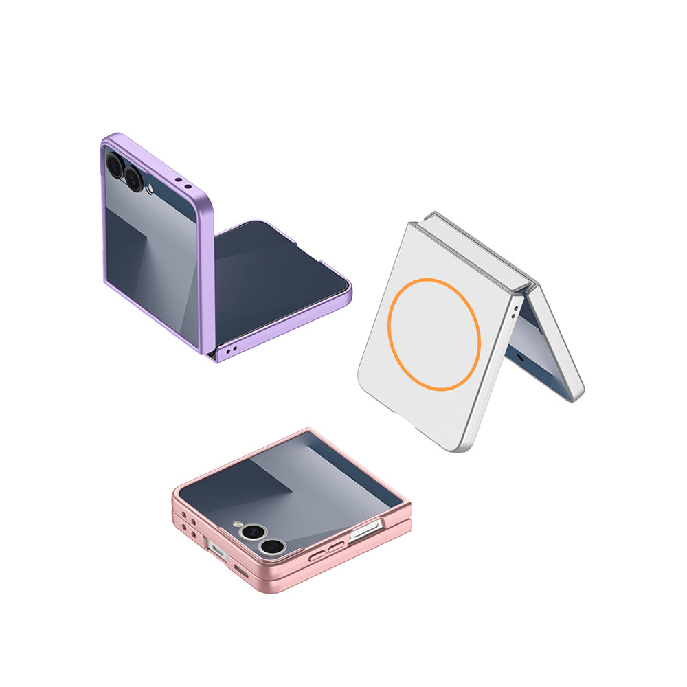 Galaxy Z Flip 7 Kılıf Wireless Şarj Özellikli Zore Kıpta M-safe Kapak Siyah