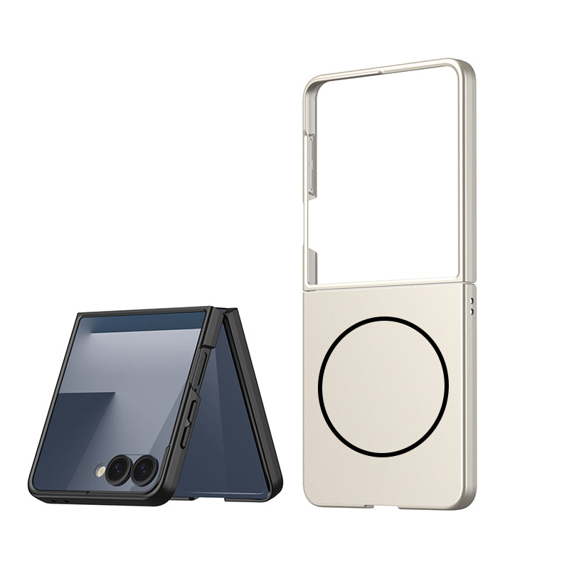 Galaxy Z Flip 7 Kılıf Wireless Şarj Özellikli Zore Kıpta M-safe Kapak Titanyum