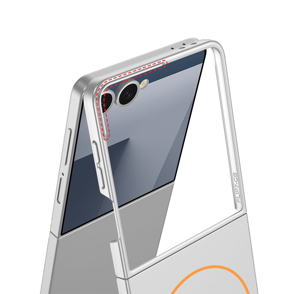 Galaxy Z Flip 7 Kılıf Wireless Şarj Özellikli Zore Kıpta M-safe Kapak Siyah