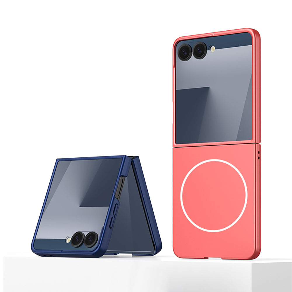 Galaxy Z Flip 7 Kılıf Wireless Şarj Özellikli Zore Kıpta M-safe Kapak Titanyum