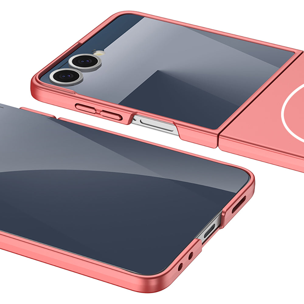 Galaxy Z Flip 7 Kılıf Wireless Şarj Özellikli Zore Kıpta M-safe Kapak Siyah