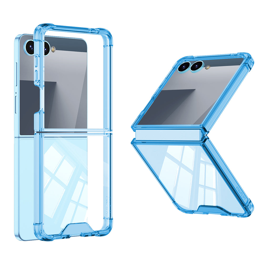 Galaxy Z Flip 7 Kılıf Zore Full Camlı Kıpta Kapak Mavi