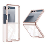 Galaxy Z Flip 7 Kılıf Zore Full Camlı Kıpta Kapak Pembe