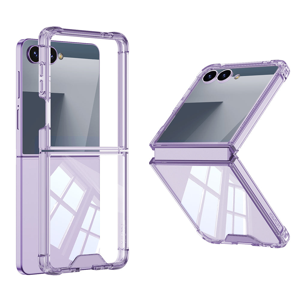 Galaxy Z Flip 7 Kılıf Zore Full Camlı Kıpta Kapak Mor