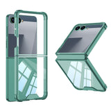 Galaxy Z Flip 7 Kılıf Zore Full Camlı Kıpta Kapak Yeşil
