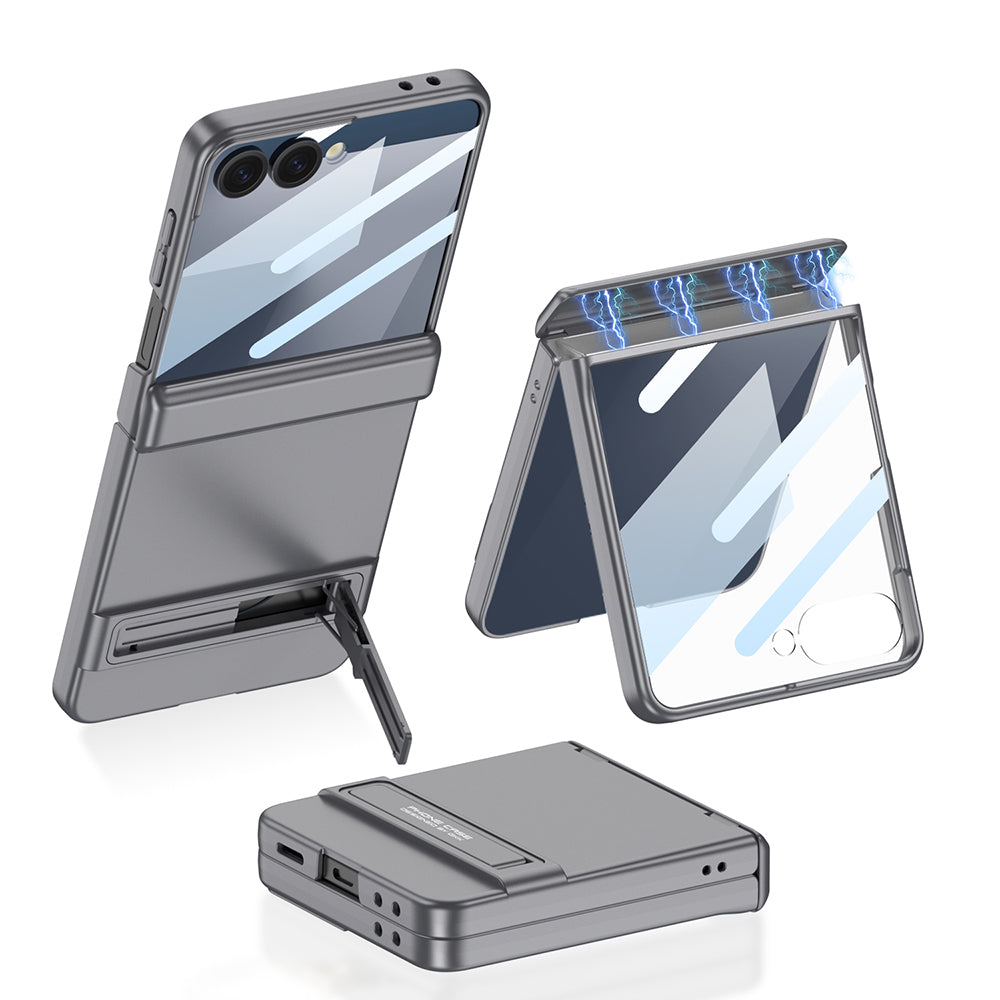 Galaxy Z Flip 7 Kılıf Zore Kıpta Standlı Kapak Siyah