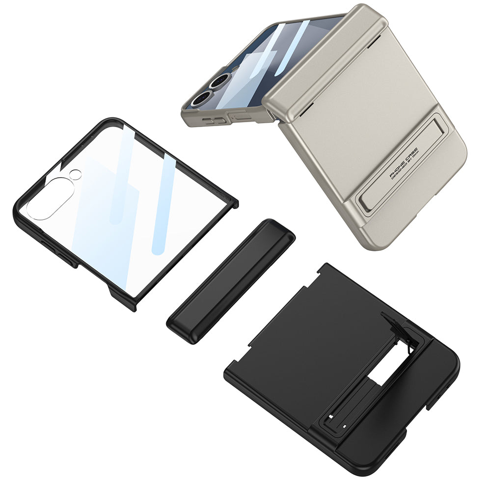 Galaxy Z Flip 7 Kılıf Zore Kıpta Standlı Kapak Siyah